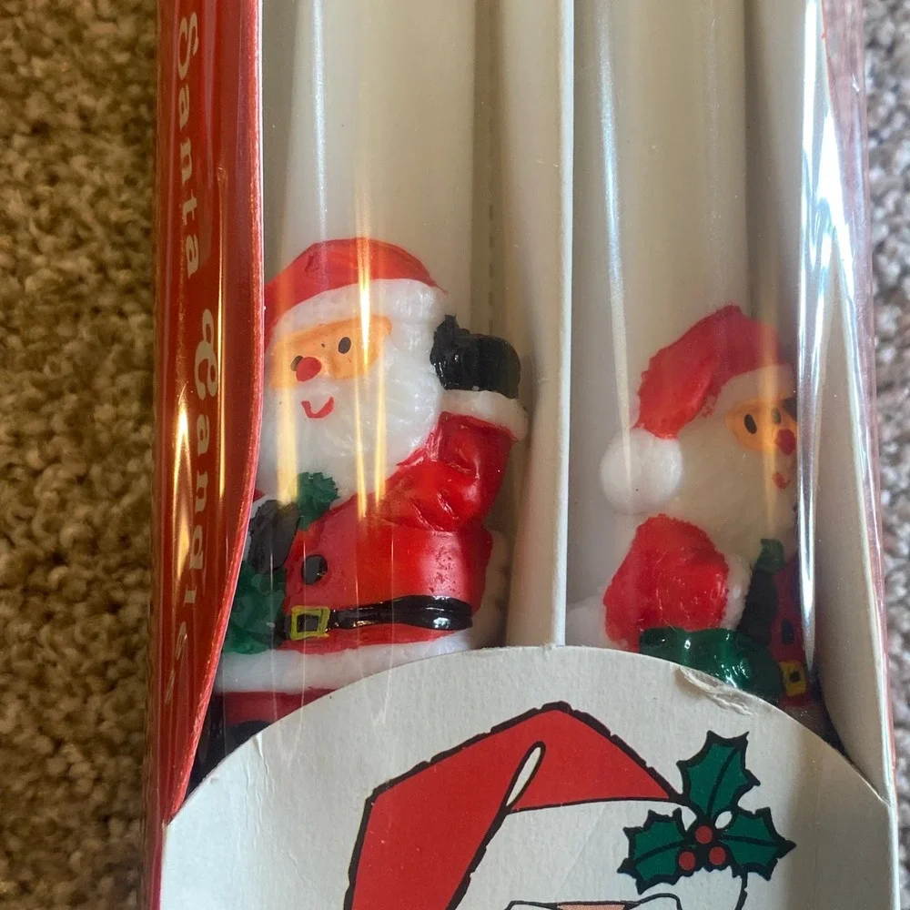 Vintage 1989 YDC Christmas Santa Candles 10 Inch Taper Set of 2 New‎ In Box